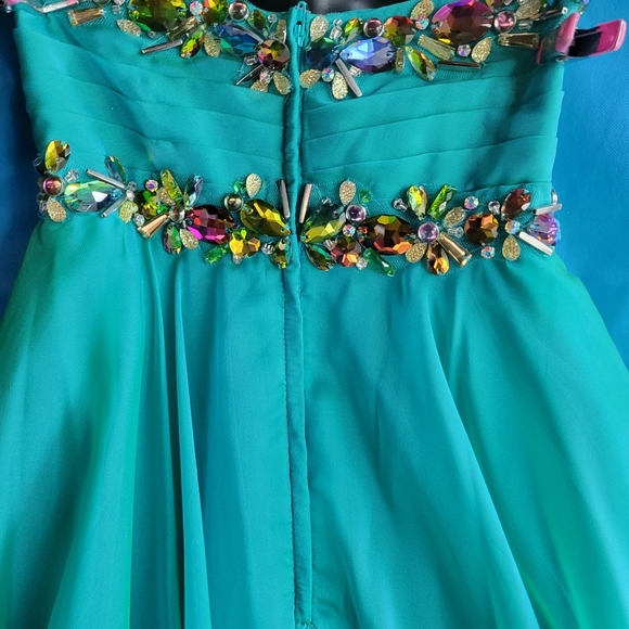 MORI LEE TEAL HOMECOMING DRESS